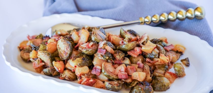 Holiday Side Dishes: Spicy Roasted Brussels Sprouts with Bacon & Apples