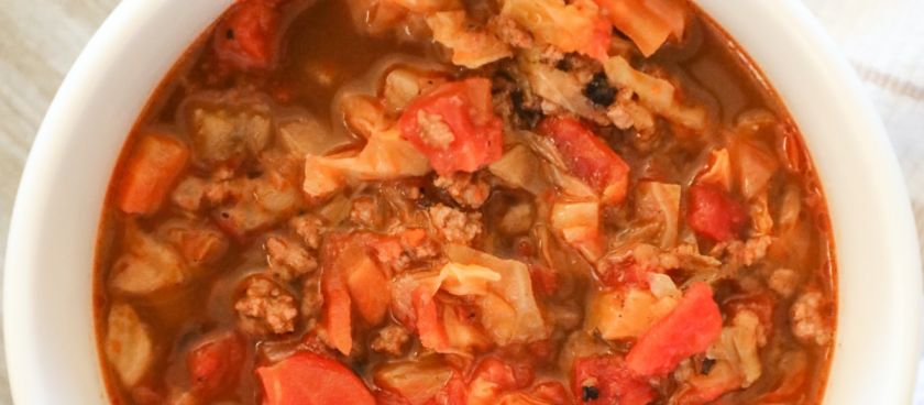 Keto/Paleo/Whole30 Chunky Beef, Cabbage & Tomato Soup