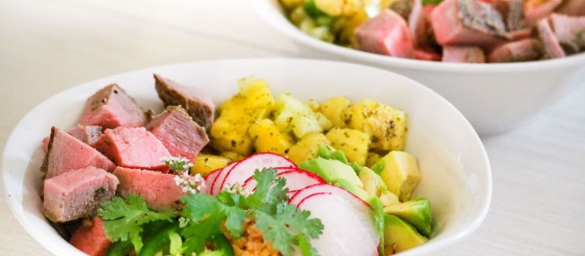 Paleo Steak Bowl with Pineapple-Jalapeño Salsa